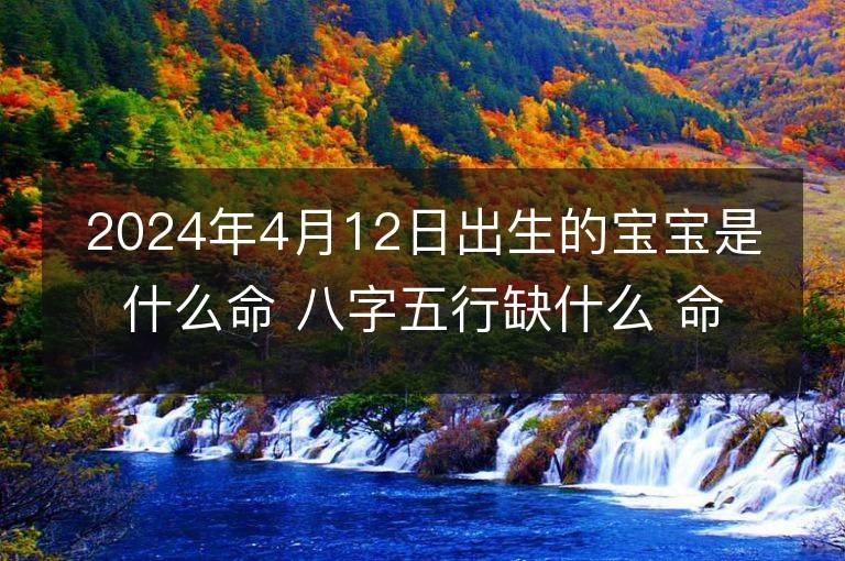 2024年4月12日出生的宝宝是什么命 八字五行缺什么 命好吗