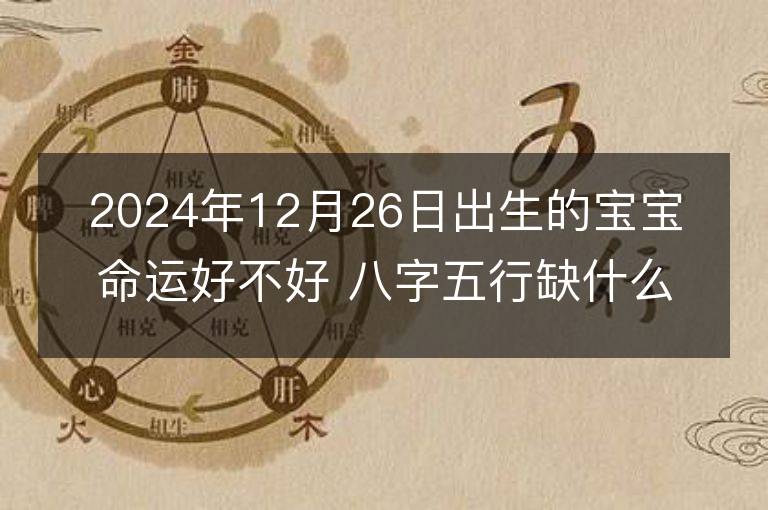 2024年12月26日出生的宝宝命运好不好 八字五行缺什么