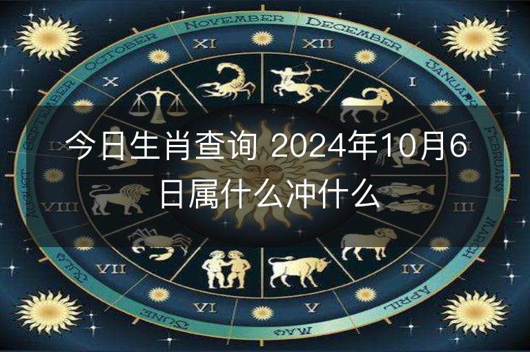 今日生肖查询 2024年10月6日属什么冲什么