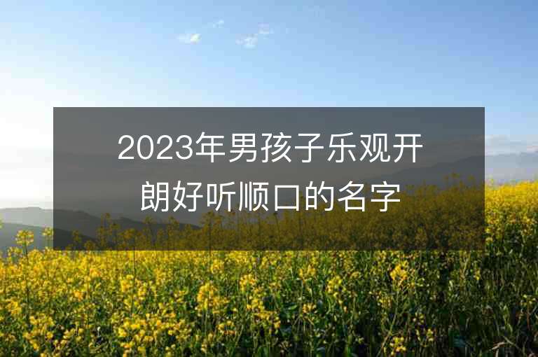 2023年男孩子乐观开朗好听顺口的名字推荐，男孩子乐观开朗好听顺口的名字2023起名