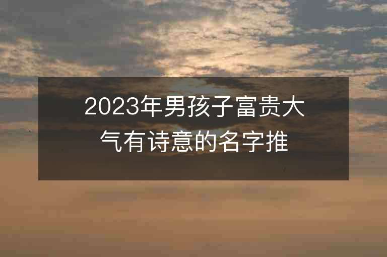 2023年男孩子富贵大气有诗意的名字推荐，男孩子富贵大气有诗意的名字2023起名