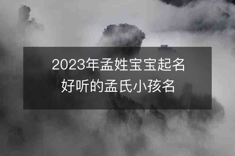 2023年孟姓宝宝起名好听的孟氏小孩名字推荐