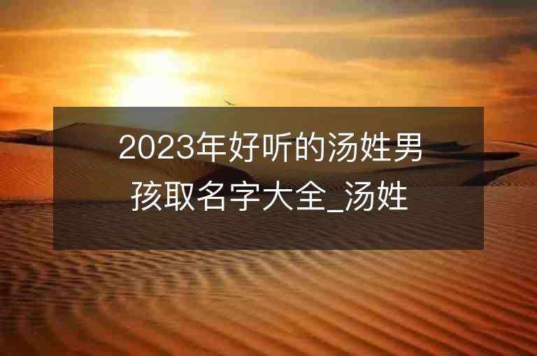 2023年好听的汤姓男孩取名字大全_汤姓男孩子名字大全2023起名