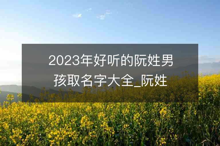 2023年好听的阮姓男孩取名字大全_阮姓男孩子名字大全2023起名