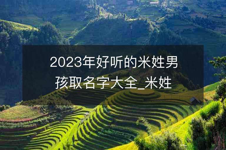 2023年好听的米姓男孩取名字大全_米姓男孩子名字大全2023起名