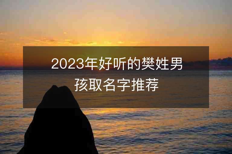 2023年好听的樊姓男孩取名字推荐