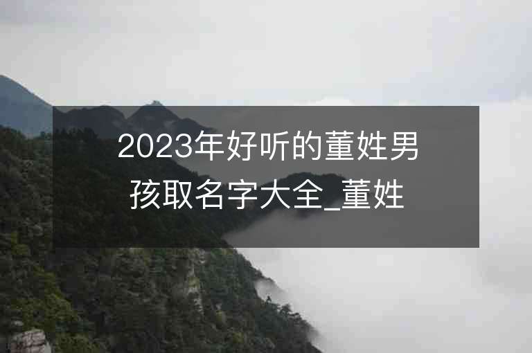 2023年好听的董姓男孩取名字大全_董姓男孩子名字大全2023起名