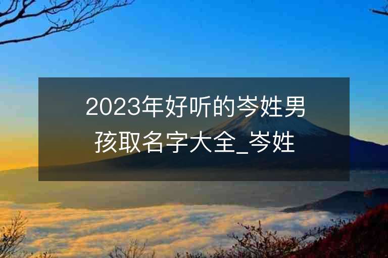 2023年好听的岑姓男孩取名字大全_岑姓男孩子名字大全2023起名