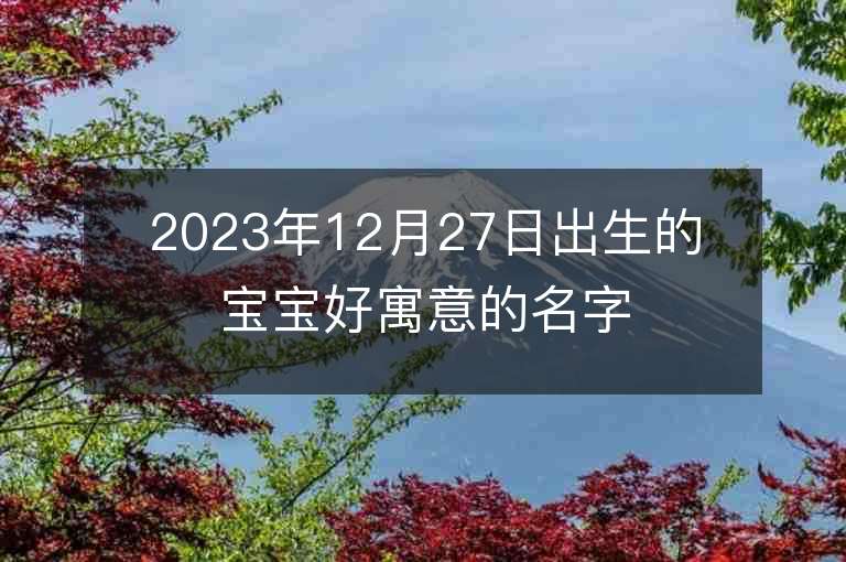 2023年12月27日出生的宝宝好寓意的名字好听的女孩子名字推荐