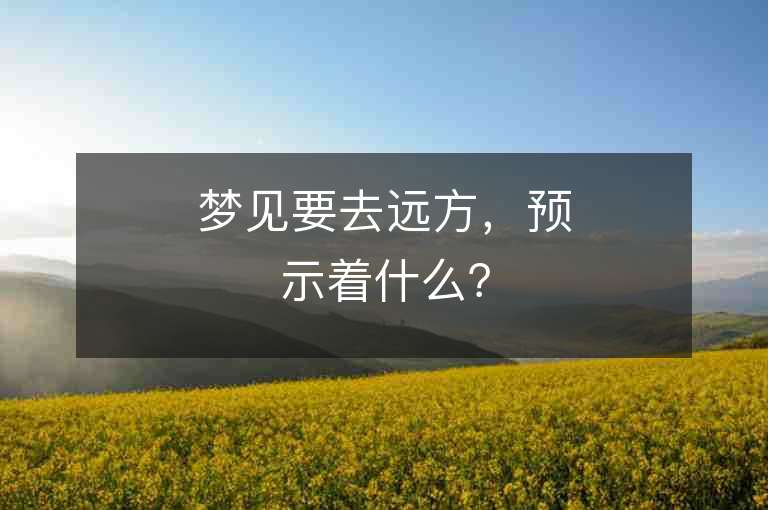 梦见要去远方，预示着什么？