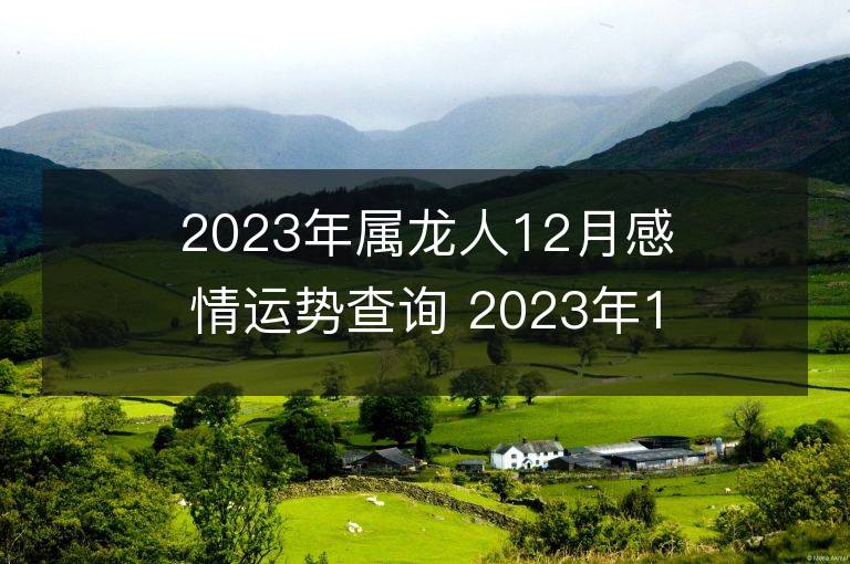 2023年属龙人12月感情运势查询 2023年12月属龙爱情运程详解