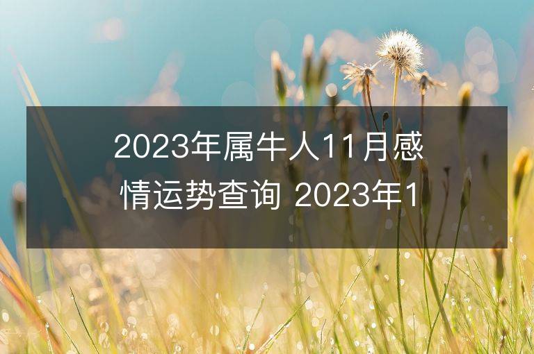 2023年属牛人11月感情运势查询 2023年11月属牛爱情运程详解