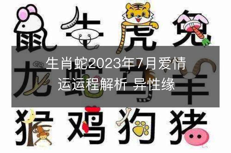 生肖蛇2023年7月爱情运运程解析 异性缘好脱单容易