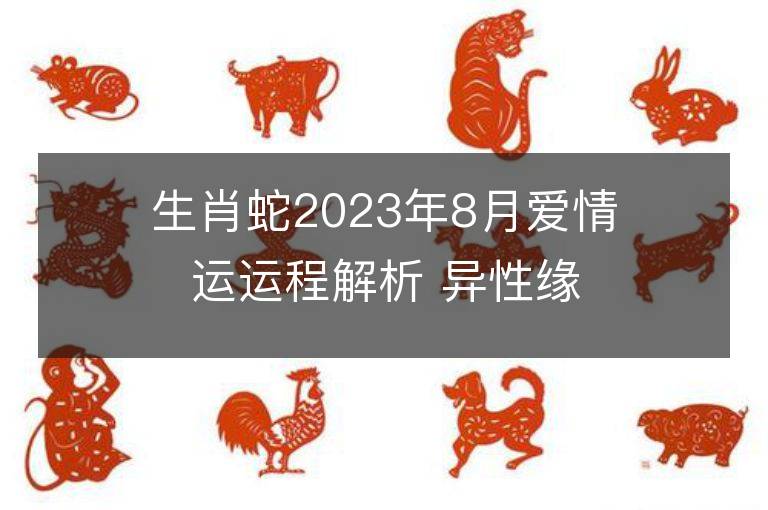 生肖蛇2023年8月爱情运运程解析 异性缘好脱单容易