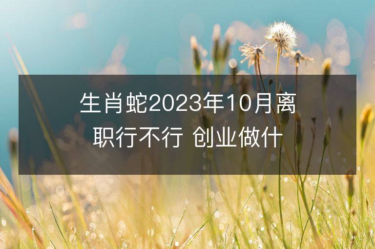 生肖蛇2023年10月离职行不行 创业做什么能够发财