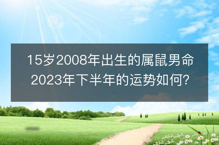 15岁2008年出生的属鼠男命2023年下半年的运势如何？具体预测说明