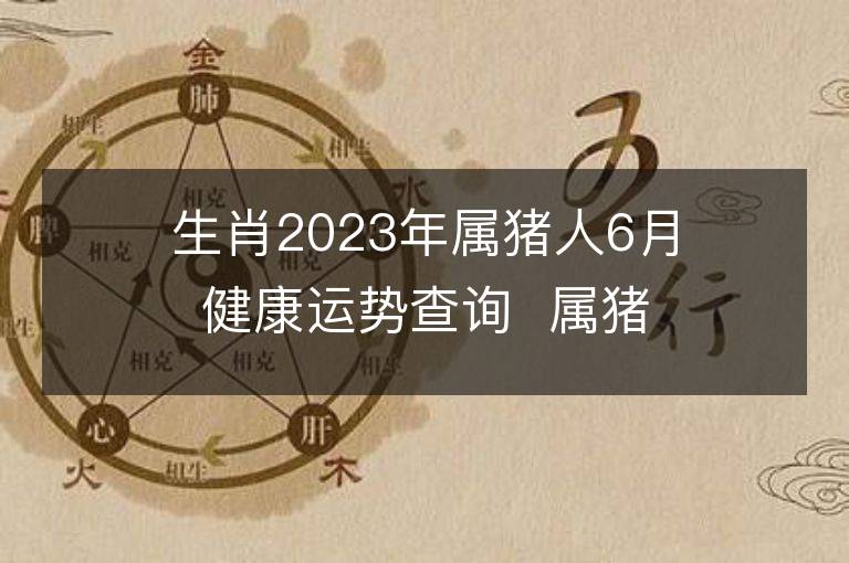 生肖2023年属猪人6月健康运势查询  属猪的人来看看！