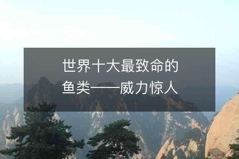 世界十大最致命的鱼类——威力惊人的水下杀手