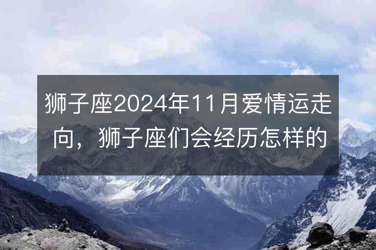 狮子座2024年11月爱情运走向，狮子座们会经历怎样的爱情之旅