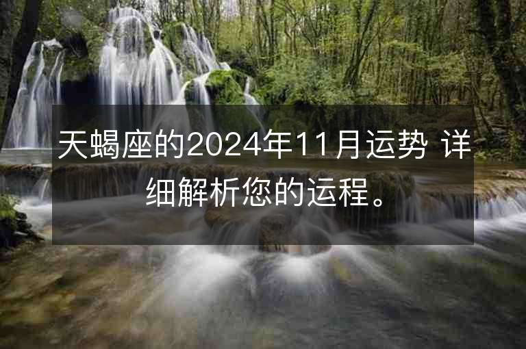 天蝎座的2024年11月运势 详细解析您的运程。