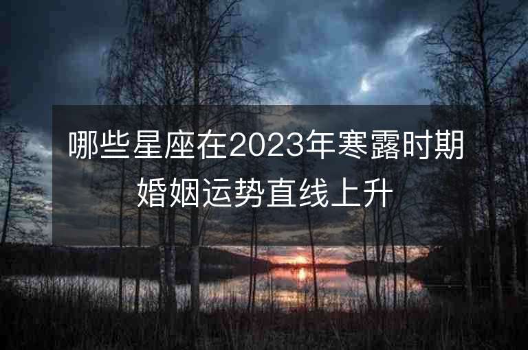 哪些星座在2023年寒露时期婚姻运势直线上升