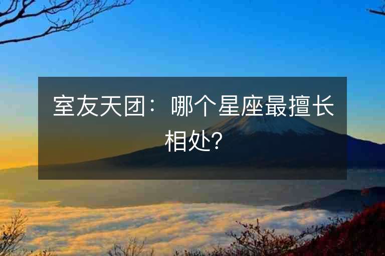 室友天团：哪个星座最擅长相处？