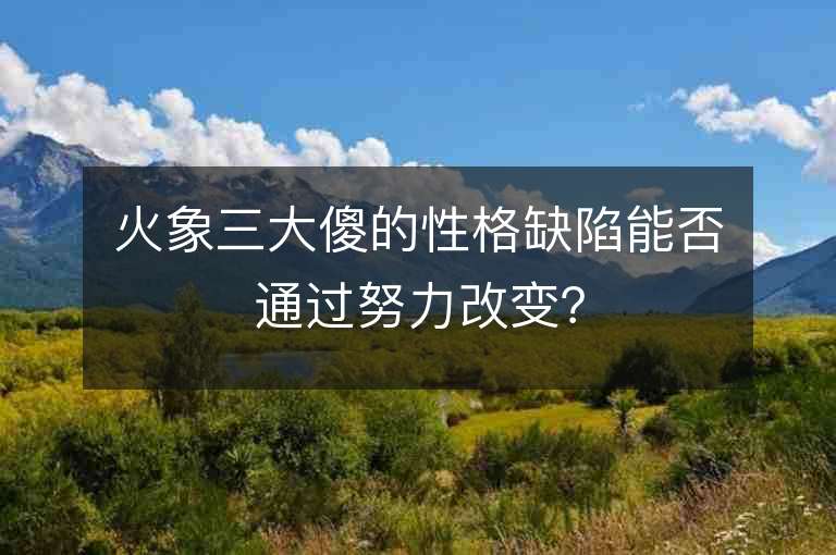 火象三大傻的性格缺陷能否通过努力改变？