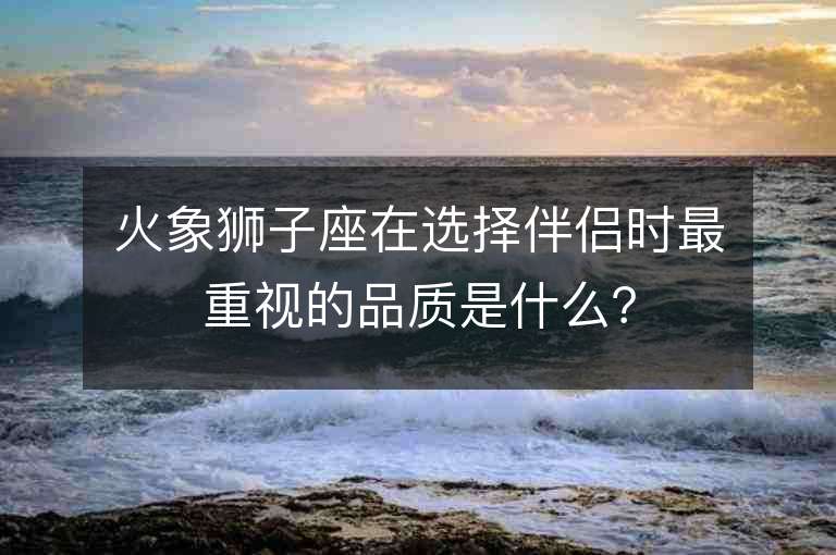 火象狮子座在选择伴侣时最重视的品质是什么？