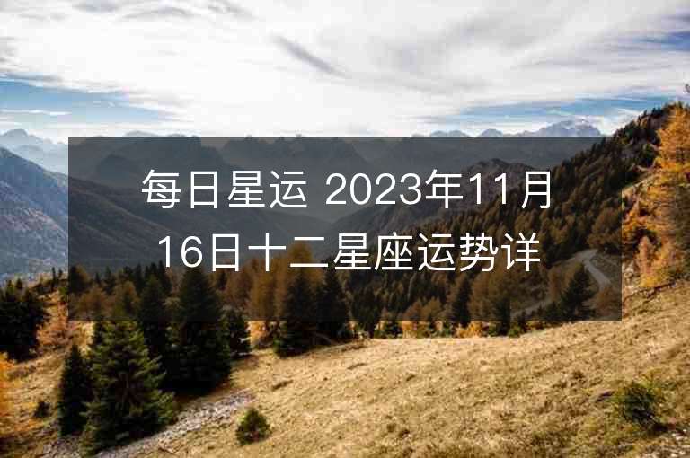 每日星运 2023年11月16日十二星座运势详解