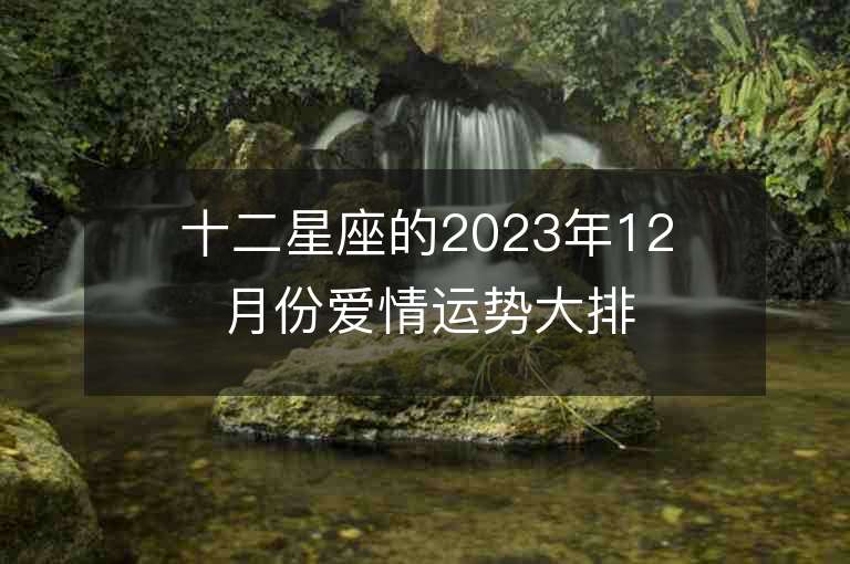 十二星座的2023年12月份爱情运势大排名 您的星座在哪里？