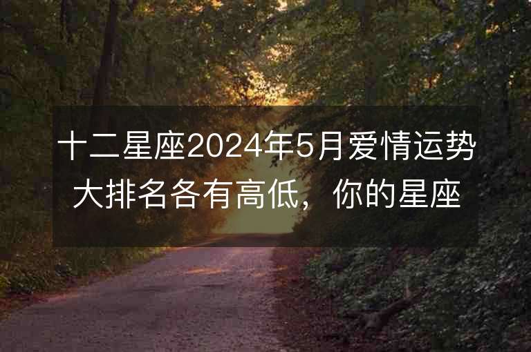 十二星座2024年5月爱情运势大排名各有高低，你的星座会位居何处