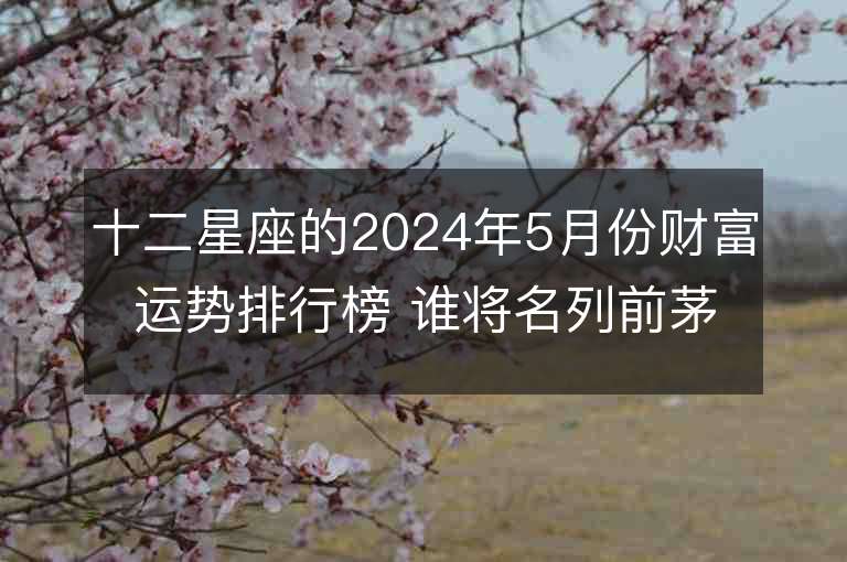 十二星座的2024年5月份财富运势排行榜 谁将名列前茅