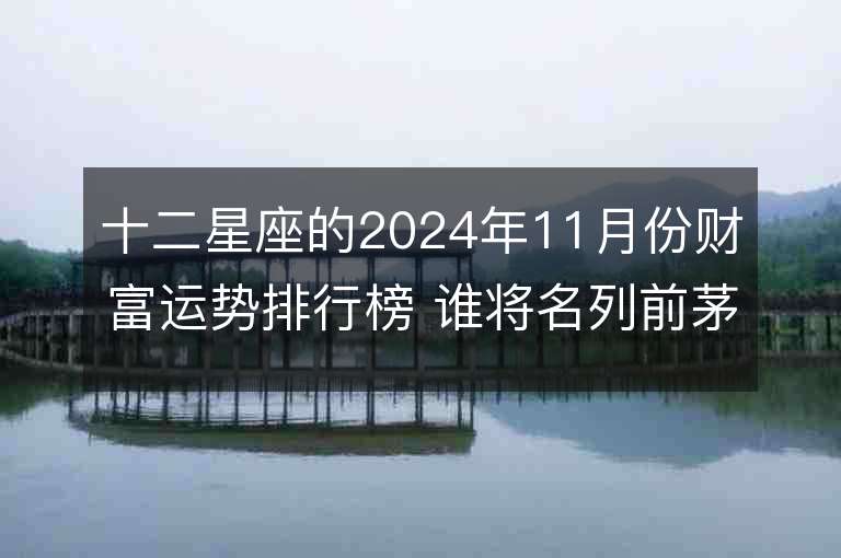 十二星座的2024年11月份财富运势排行榜 谁将名列前茅